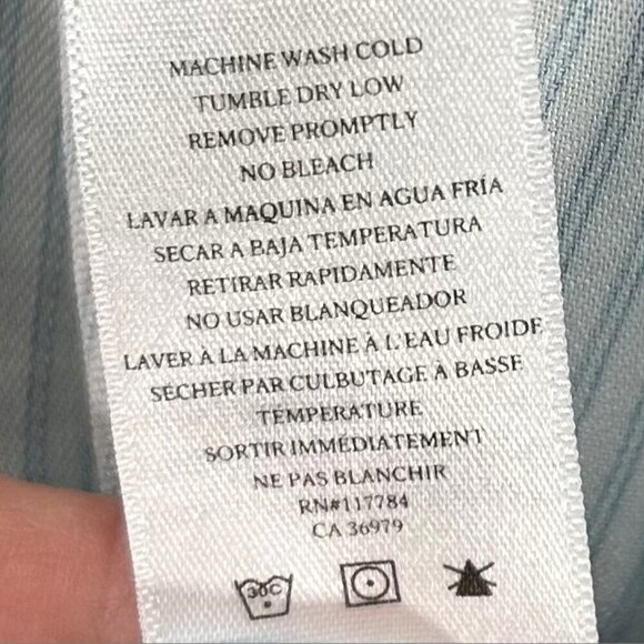 Rails Daphne Blue White Railroad Stripe 100% Tencel Long Sleeve Blouse Size L - Picture 10 of 10